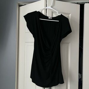 Studio Y Black Drape Front Blouse